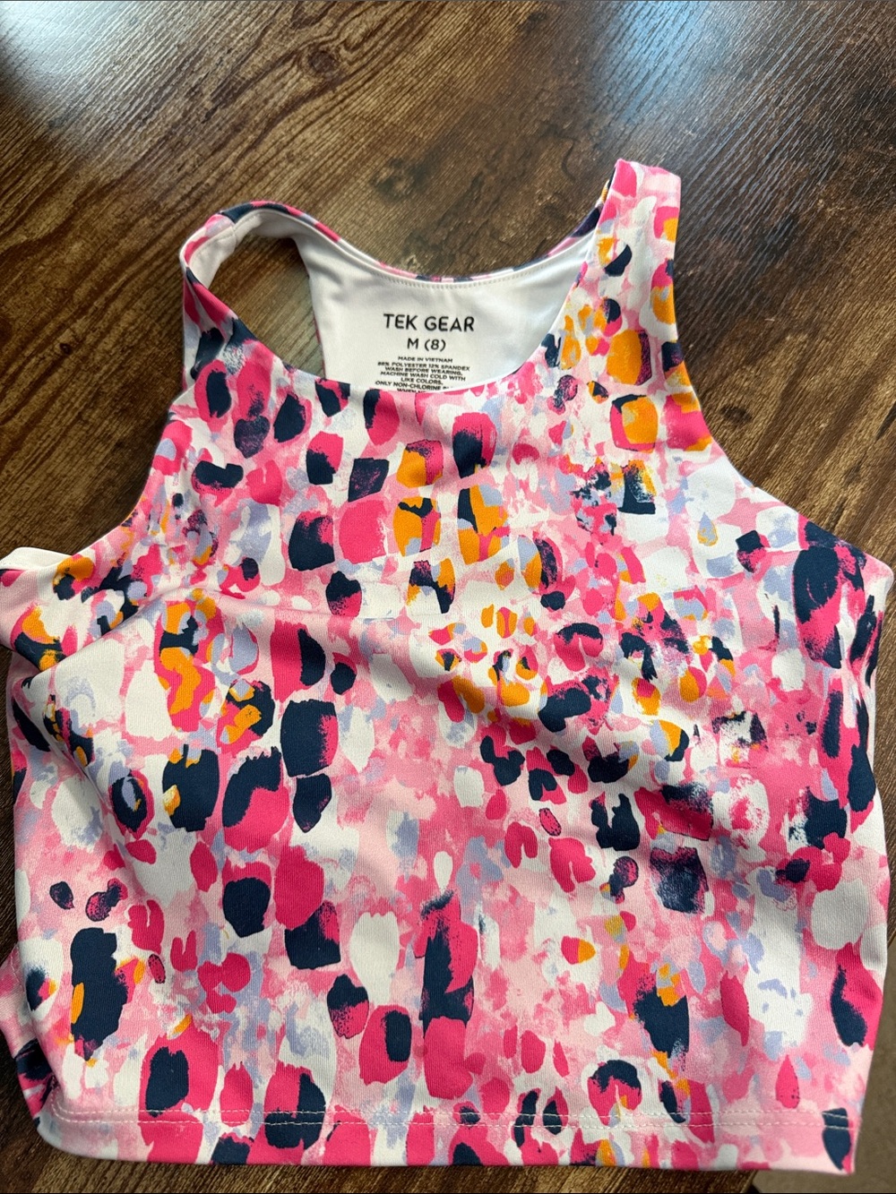 tek gear Pink Multi Abstract Athletic Crop Tank